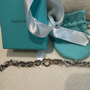 Tiffany & Co. Two-Tone Heart Link Bracelet - Silver and Gold